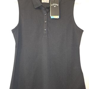 Callaway Women's Black Sleeveless Polo Top